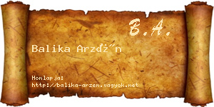 Balika Arzén névjegykártya